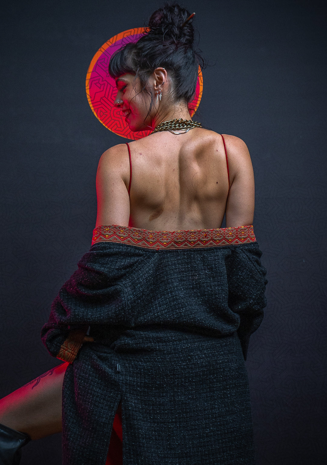 Open Kimono / Chanel Woven Border - Black NAGALAND